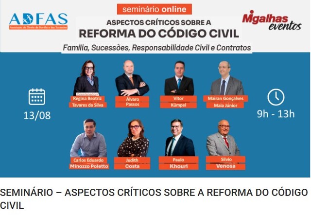 Seminário – Aspectos críticos sobre a reforma do Código Civil - 13 de agosto de 2025