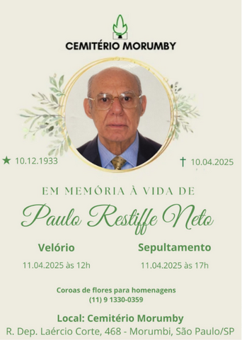 Nota de Falecimento – Paulo Restiffe Neto – 10/04/2025