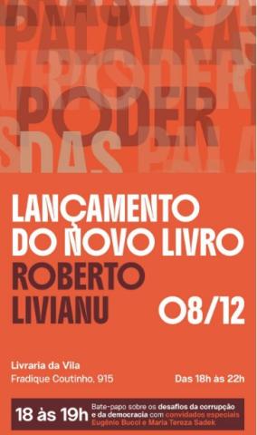 Convite de Roberto Livianu para Lançamento de livros dias 8 e 9 de dezembro